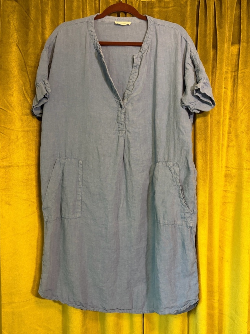 Sky Blue Sita Murt Linen Tunic Dress w/ Pocket. Fits Like a Medium. Retail $250+